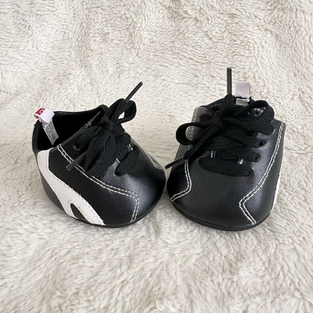 Build A Bear Cleats Black White Soccer Football Sports Shoes Accessory
